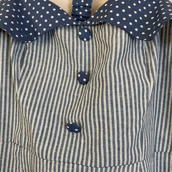 Anthropologie Doe&Rae Sz. L Halter Mini Dress Stripes side Zipper Linen/Cotton - Picture 4 of 15